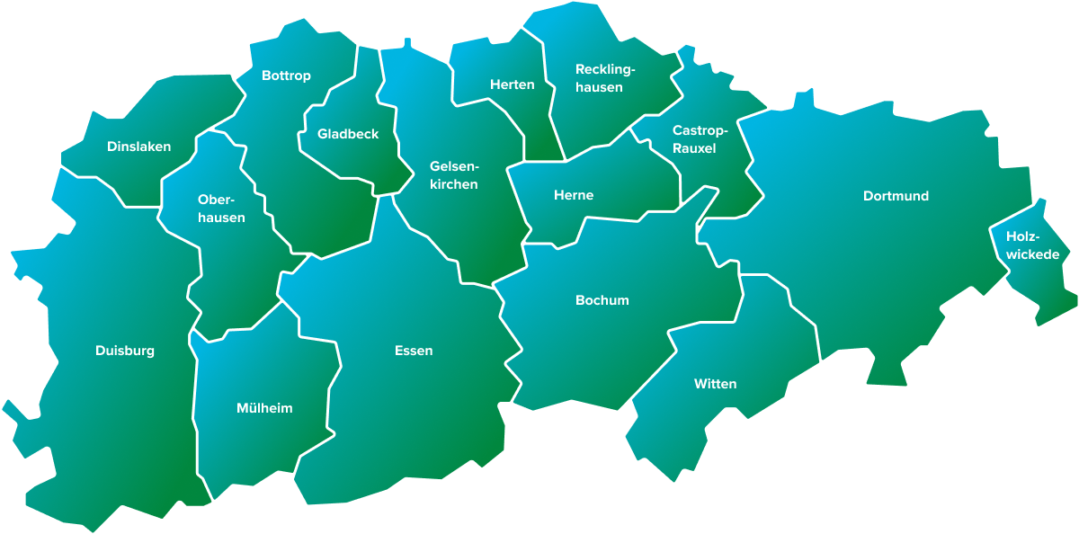 Karte des Ruhrgebiets